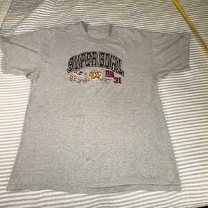 Vintage Super Bowl XXXV Ravens vs Giants Embroidered T-Shirt Gray Men Large FLAW